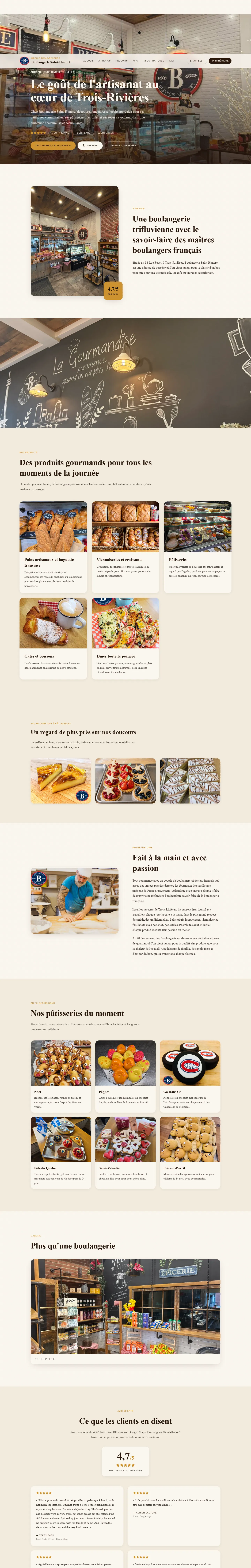 Le site Boulangerie Saint-Honoré, de haut en bas